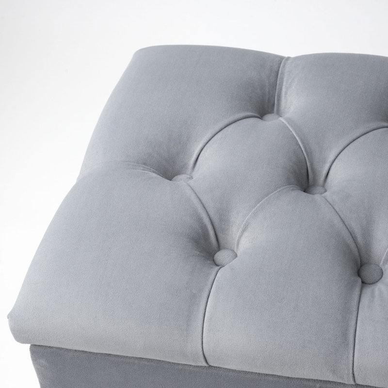 Velvet Upholstered Storage Bench, 42cm H x 120cm W x 30cm D