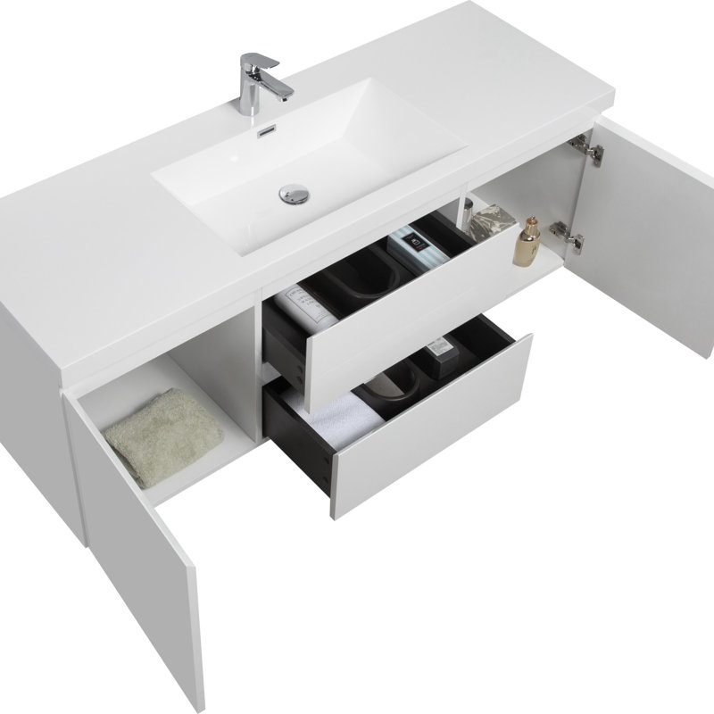 Meuble-lavabo mural, Blanc