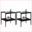 Ensemble de 2 tables basses en verre trempé gris, surface facile à nettoyer et amp; Tablette en bois aggloméré peu encombrant: L 19,1 po x l 15,35 po x H 21,14 po-2139178579