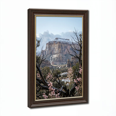 Art mural antique sur toile encadré doré pour le salon, la chambre à coucher, le bureau ou le vestibule - Décoration murale décorative avec fleur de montagne