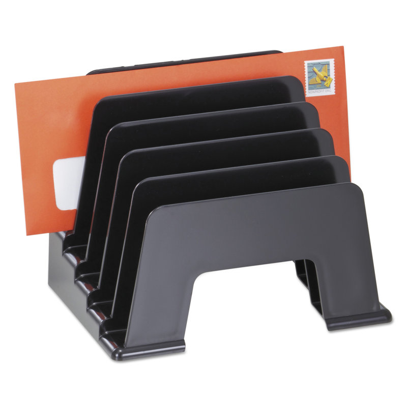 Black Plastic 5-Compartment Vertical File Sorter