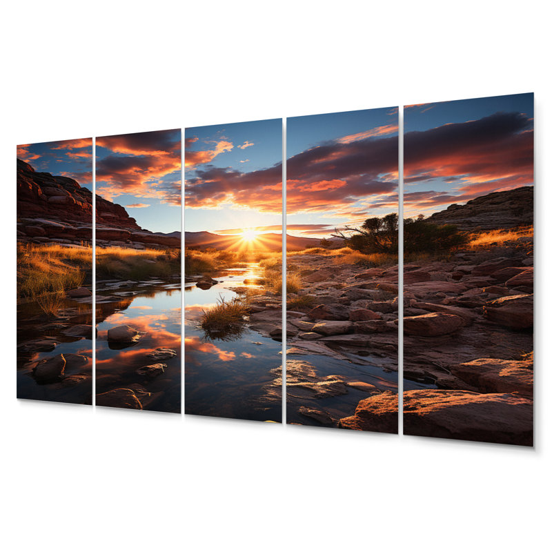 Coucher de soleil à Utah Mountain II - Ensemble de décorations murales en métal