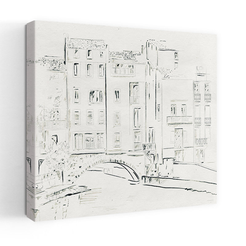 Esquisse en Europe, art contemporain urbain abstrait, H 24 po x l 24 po