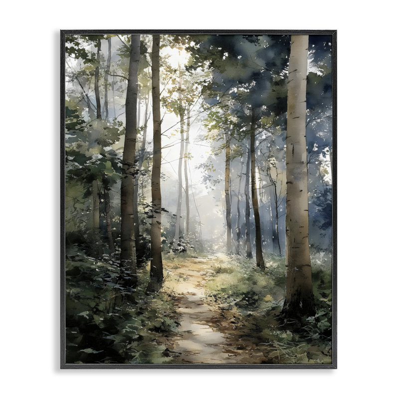 «Forest Path in Morning», estampe numérique, design par Franklyn Gregory, 20 x 16, Midnight Black Giclee Framed
