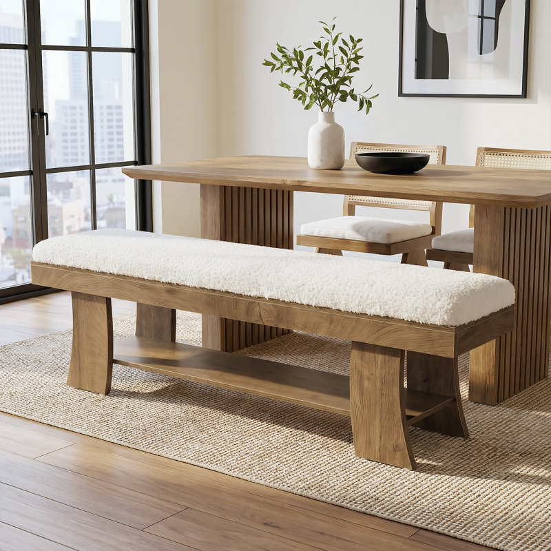 Banc rembourré en polyester 59 po avec rangement ouvert pour entrée, couloir