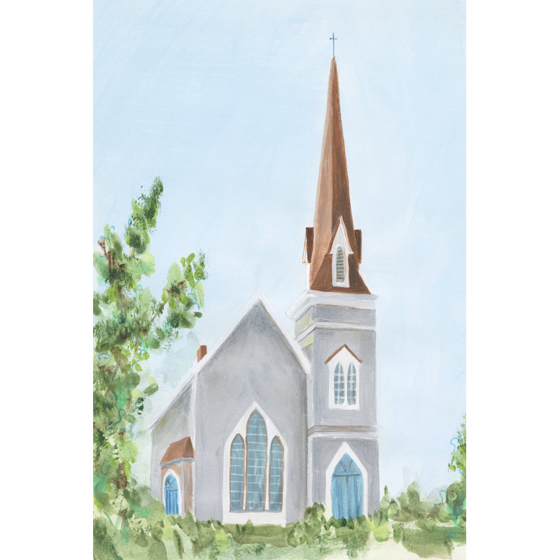 Countryside Church I - Wrapped Canvas Painting, 30cm H x 20cm W x 3.8cm D