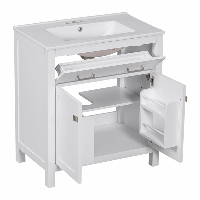 Meuble-lavabo 30 po avec lavabo en céramique, Blanc