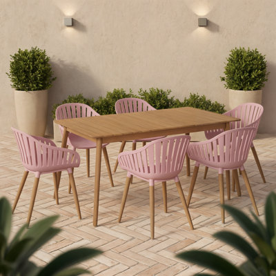 Dugas 5Pc Outdoor Patio FSC Wood Dining Set