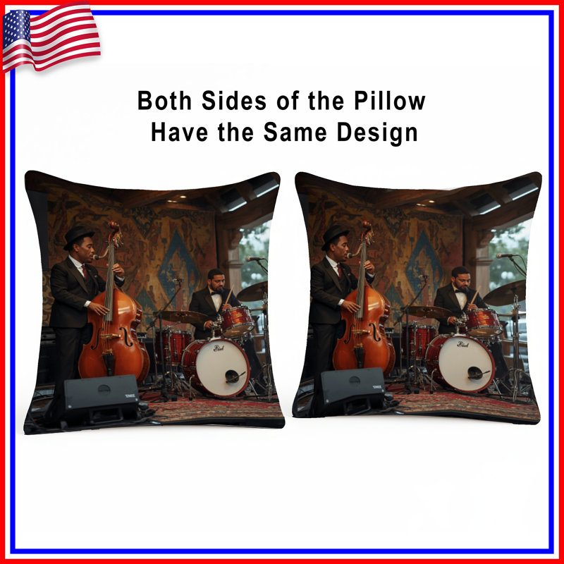 Jazz Band Performance Double Sided Throw Pillows, 20 x 20 inches