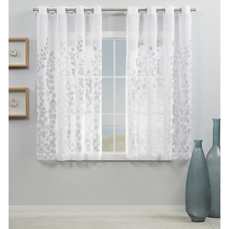 Cangelosi Cotton Blend Sheer Curtain Pair, 54" W x 63" L, White