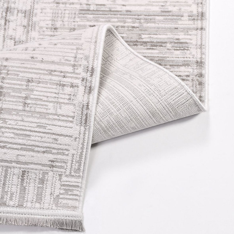 Tapis moderne / abstrait beige lavable à la machine antidérapant, Tapis de couloir 2 pi 8 po x 6 pi 7 po