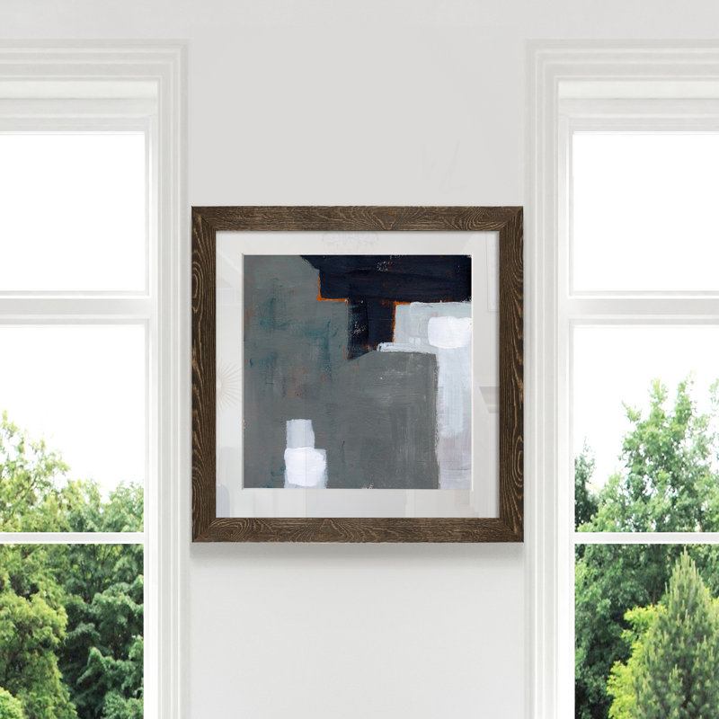 Béton mural IV-reproduction d’art sur papier encadrée, H 27,5 po x l 27,5 po x P 1,5 po, Cadre noyer
