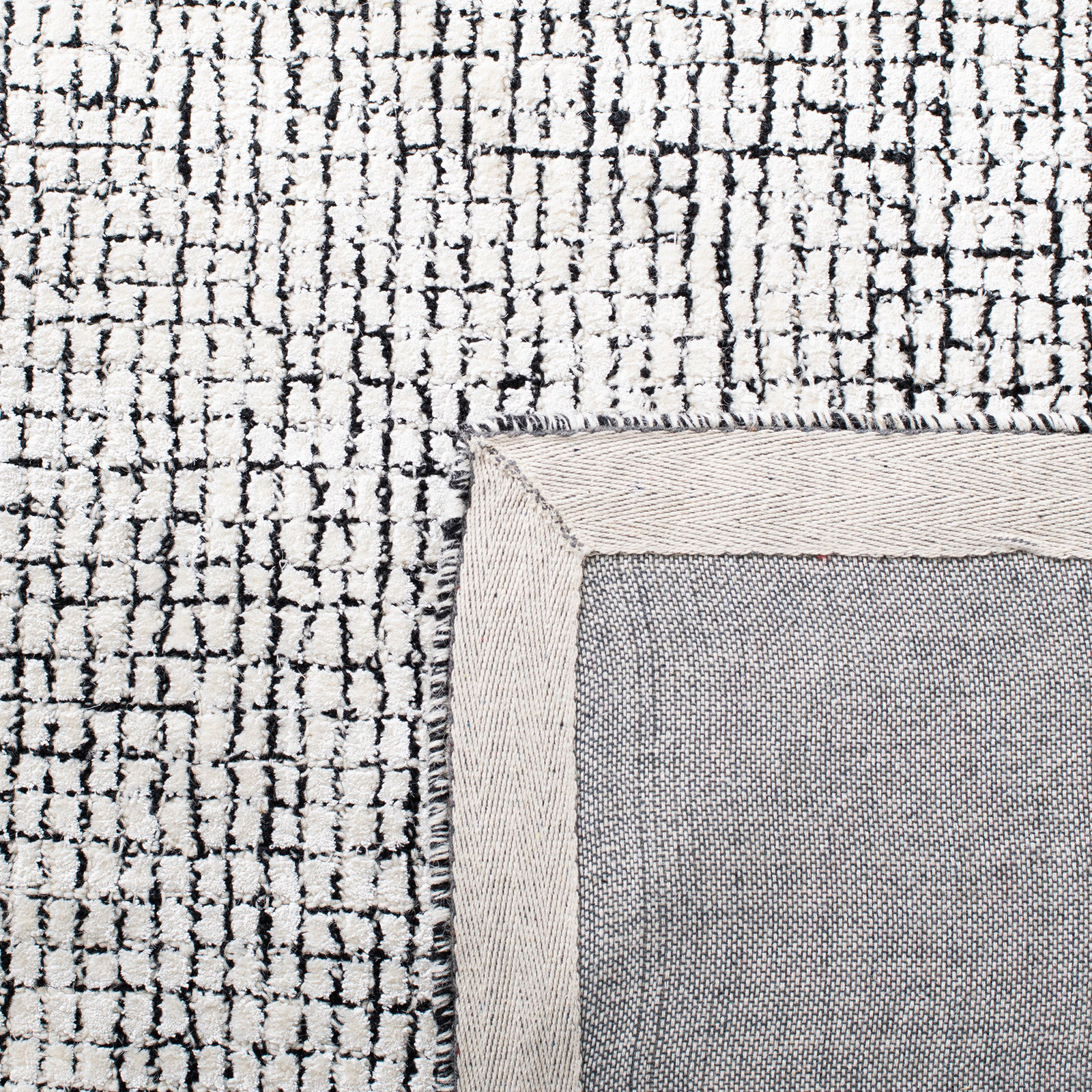 Rowe Handmade Tufted Ivory/Black Area Rug, Rectangle 10' x 14'