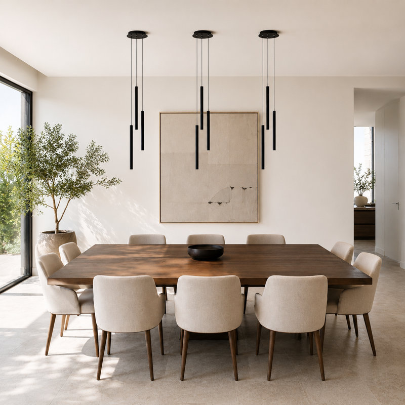 Luminaire suspendu cylindrique à 3 lumières DEL Baileyton, Noir