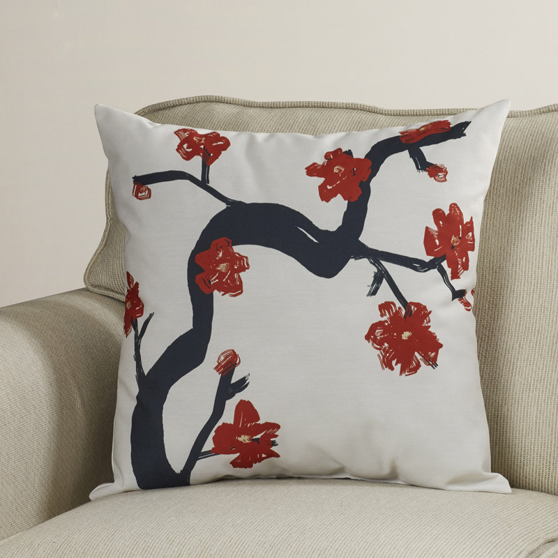 Floral Reversible Throw Pillow, 20" H x 20" W, Blue