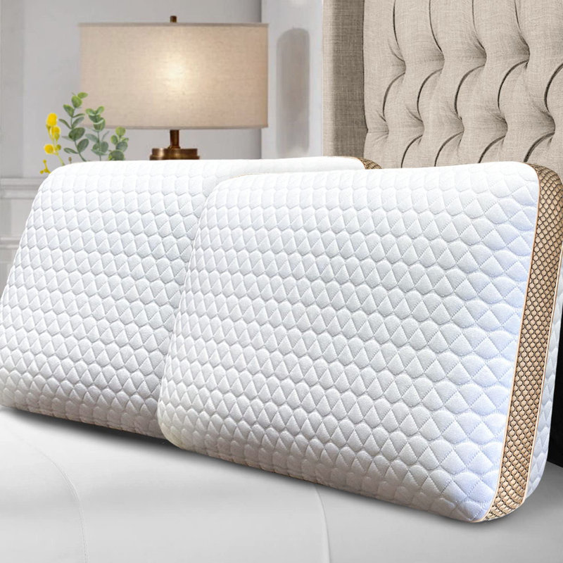 Standard Size White Memory Foam Cooling Gel Pillows Set of 2