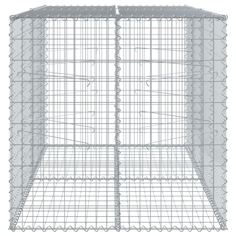 Large Silver Galvanized Iron Outdoor Gabion Basket with Cover