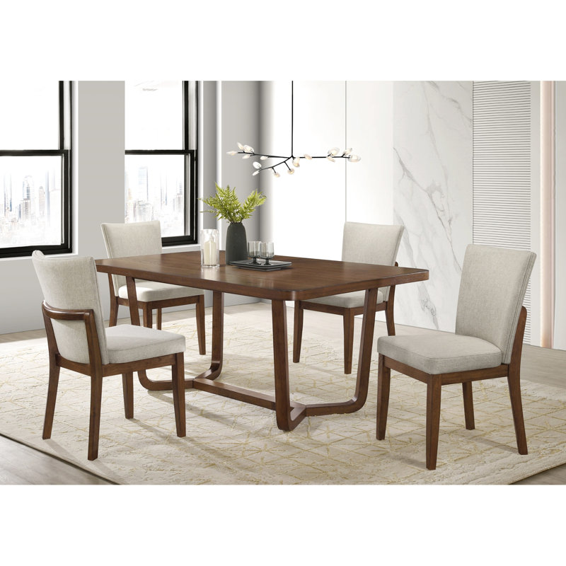 Table de salle à manger Lere, bois brun de style antique, plateau rectangulaire spacieux de 71 pouces