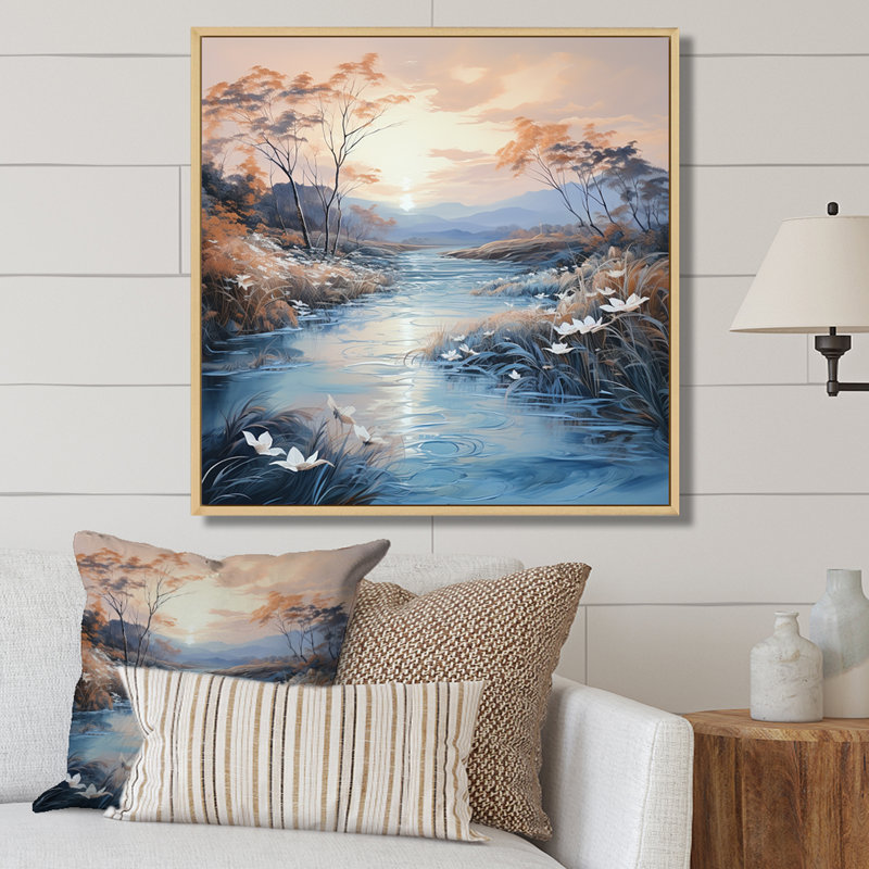 «Lakes Rivers Charm», impression d'art sur toile, Cadre naturel flottant, H 30 po x l 30 po x P 1 po