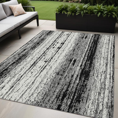 Tapis intérieur lavable rayé ivoire 5 pi x 8 pi