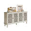 Buffet antique 60 "avec sculptures florales avec pieds en bois massif et poignées en laiton antique et tablettes réglables, meuble télé pour téléviseur de 65 po et plus, buffet pour le salon, la salle à manger-1946318365
