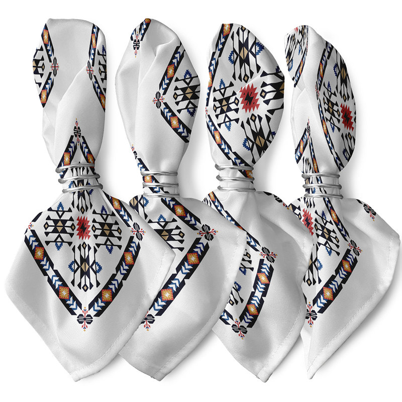 Alfreda Polyester Geometric Square Napkin, Navy Blue