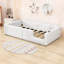 Lit plateforme simple tapissier en bois avec station de charge et garde-corps