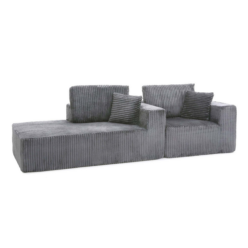Canapé modulaire de 105 po, canapé modulaire Cloud avec assise profonde, canapé modulaire moderne en L avec méridienne, canapé rembourré pour salon, sans assemblage, (gris) 