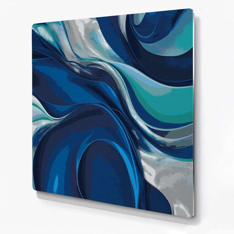 Lyrical Abstraction 83 Blue Metal Wall Art, 16" H x 16" W