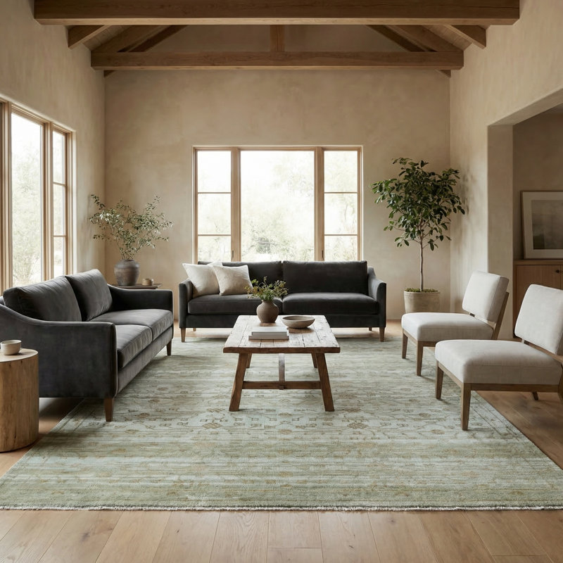 Jaipur Living Augusta JIN04 Handknotted Floral Green and Burnished Gold Area Rug (8'x10'), Rectangle 8' x 10'