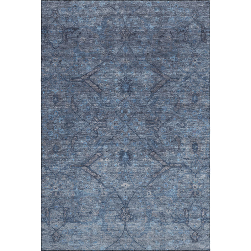 Tapis lavable à la machine de qualité supérieure Mayfield AMF2299, Bleu, 3 pi x 5 pi