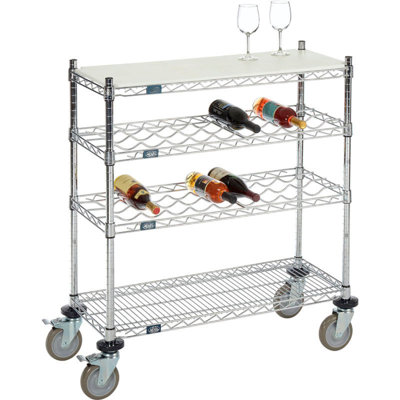 Mobile Four Tier Chrome Wine Display