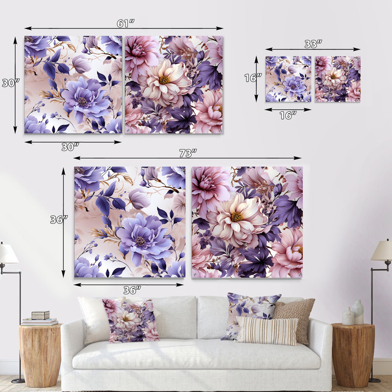 Ethereal Floral Elegance Victorian, H 16 po x l 33 po