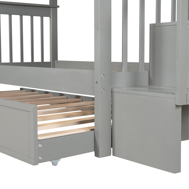 Lit superposé Twintwin avec lit gigogne gris - Rangement élégant pour chambre à coucher, Gris