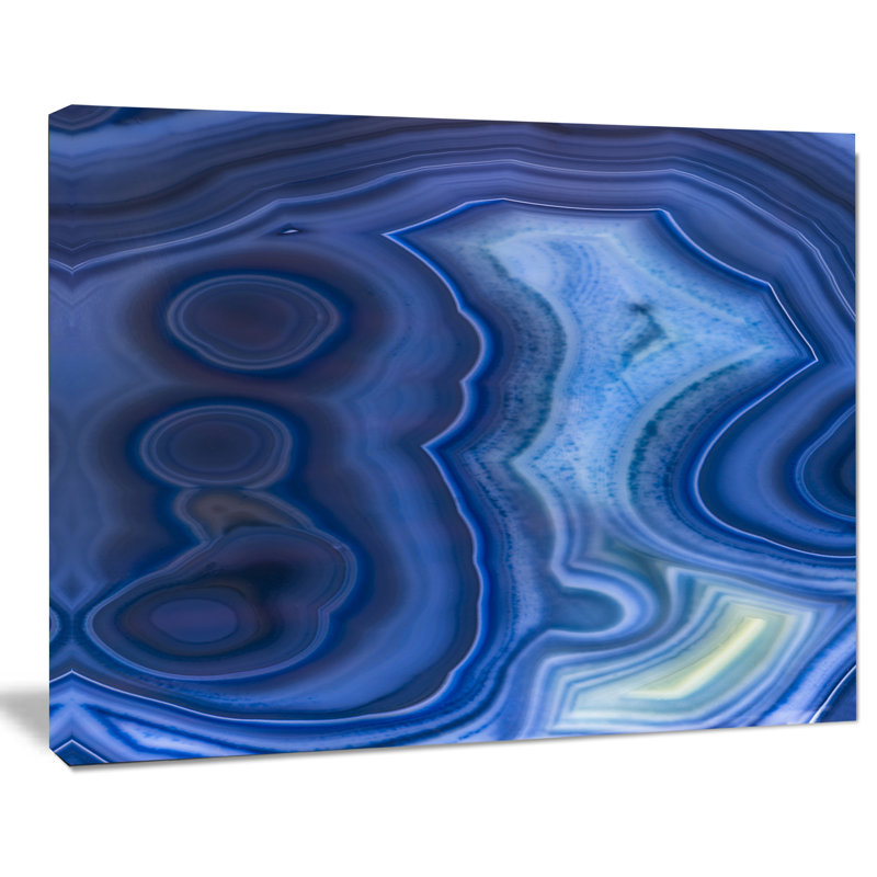 Corwin «Blue Agate Stone Design», impression abstraite, H 16 po x l 32 po x P 1 po, Toile tendue