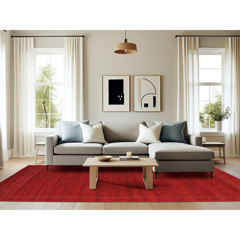 Tapis rouge contemporain, Rectangle 6 pi x 9 pi