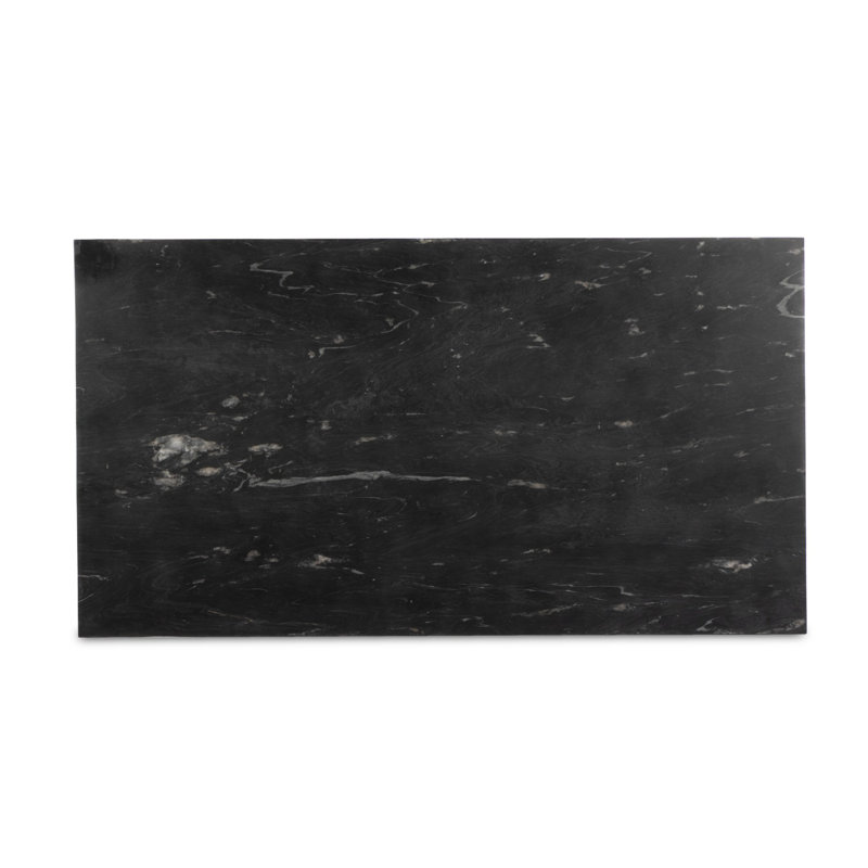 HAMMERED IRON Marble Coffee Table, Charcoal Marble Top/Black Base