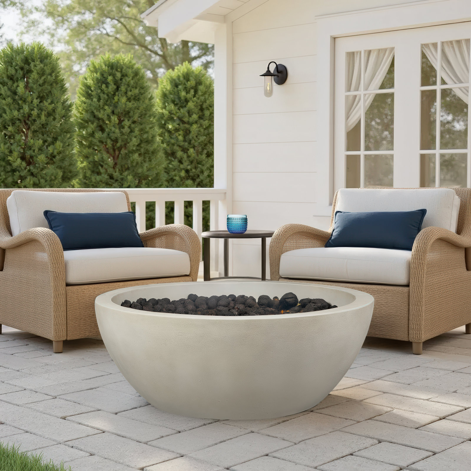 Eldora Round Fire Pit, Fog, Natural Gas, 16" H x 42" W x 42" D
