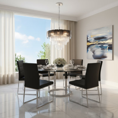 Bianca - Chandelier - Polished Nickel - Piastra Type Glassware