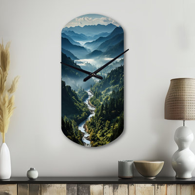 USA Great Smoky Mountains & Rivers - Usa Cylinder Metal Wall Clock, Traditional Asymmetrical Wall Clock Print