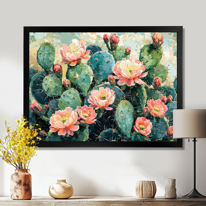 Décoration murale Cactus Garden In Bloom III - cactus, H 30 po x l 40 po, Avec cadre, Noir