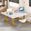Bureau de direction moderne de 63 po, grand bureau d'ordinateur avec pieds en X élégants, poste de travail en faux marbre, mobilier de bureau pour la maison, blanc et or