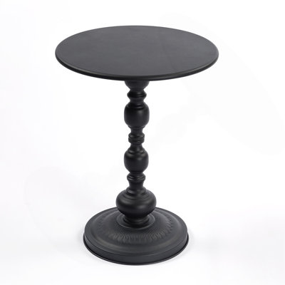 15.7" Round Vintage Cast Iron Pedestal End Table, Accent Side Table with Weighted Base for Living Room, Bedroom & Patio