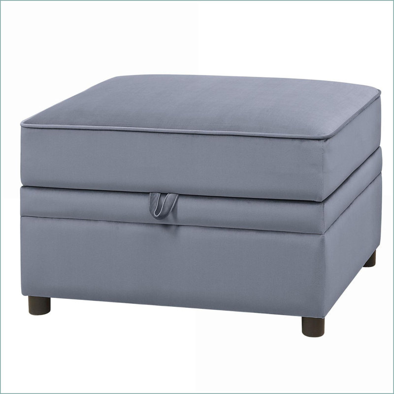 Repose-pieds contemporain en velours gris ardoise pour le salon | Bois | Rectangle