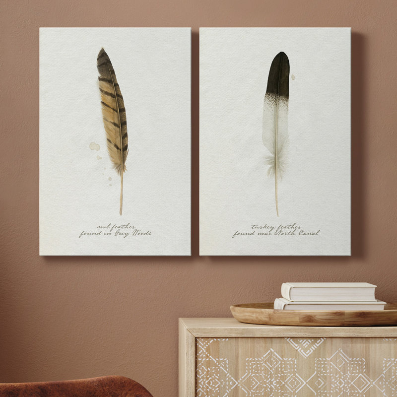 Toile tendue avec châssis Found Found Feather III - prête à être accrochée, H 60 po x l 40 po x P 1 po