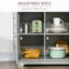 Buffet avec tiroirs, armoire de cuisine, armoire à café avec plateau en bois d'hévéa et tablettes réglables pour le salon et la cuisine