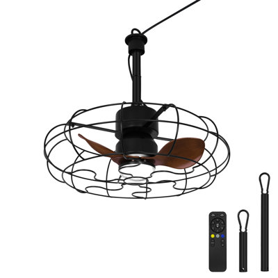 20 In. Outdoor Black Wet Rated Gazebo Ceiling Fan With Light, Hanging Fan For Pergola, Waterproof, Hook Installation -  17 Stories, 0F2DF35E922445A1BD950053491DD5E2
