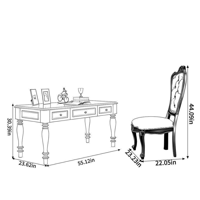 European style high legged desk and chair set