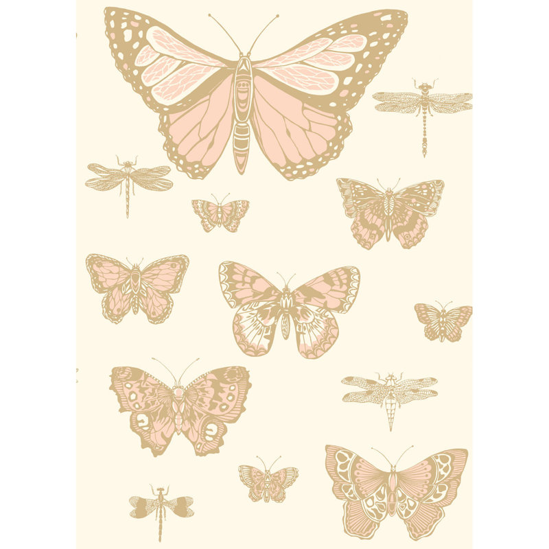 Whimsical Butterflies And Dragonflies Wallpaper Roll, Pink/Ivory