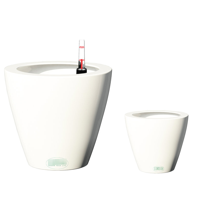 White Round Cone Self-Watering Planter Pot 2 For Outdoor Amusement Smart Home Plants, White